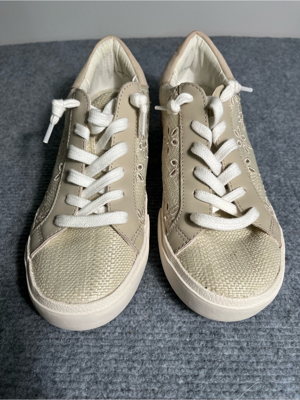 Dolce Vita Women's Beige Lace-Up Sneakers
